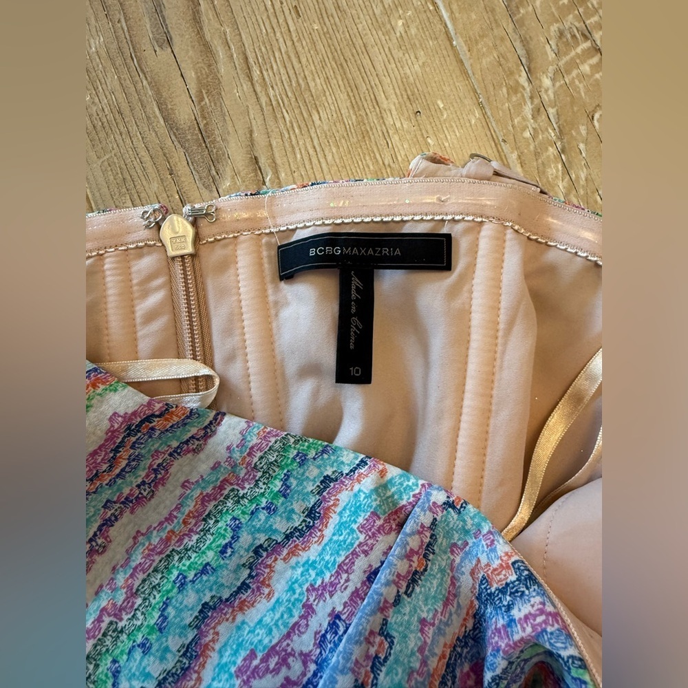 BCBGMaxAzria Colorful High Low Skirt One Shoulder 10 - Picture 10 of 12